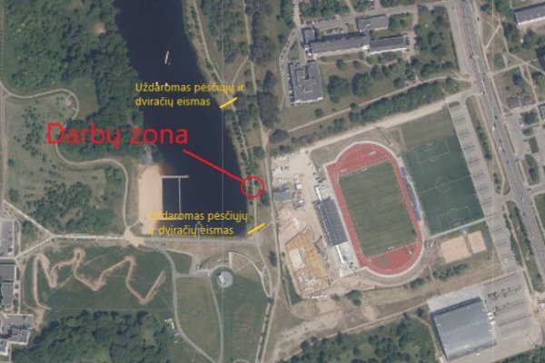 Laikinai uždaromas praėjimas pėsčiųjų taku