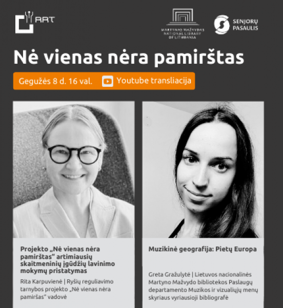 Kviečiame į projekto „Nė vienas nėra pamirštas“ nuotolinę paskaitą.