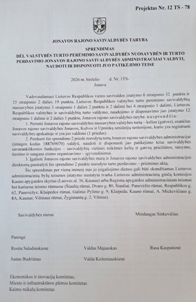 Informacija apie savivaldybės nuosavybėn perimamus kelius (gatves)